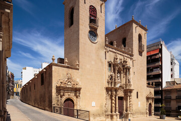 horizontal view of basilica of santa maria in alicante, spain on a clear sunny day. it is the oldest