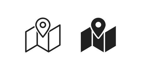 Wall Mural - Map point icon. Road marker, travel pin. Gps search sign in vector flat