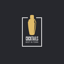 Cocktails Shaker Logo On Black Object Background