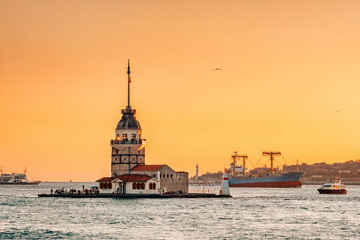 Wall Mural - Maiden Tower at sunset in Istanbul, Turkey