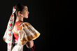 Slovak folklore. Slovakian folklore girl. Beuatiful young girl in slovak folk dress