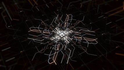 Poster - Digital abstract circuit board with signals and data transfer. Animation. Concept of information, computing, big data, statistics, processing, and artificial intelligence.