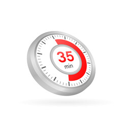 The 35 minutes, stopwatch vector icon. Stopwatch icon in flat style on a white background. Vector stock illustration.