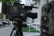 © New Africa - Modern video cameras outdoors. Professional media equipment