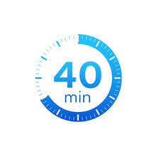 The 40 Minutes, Stopwatch Vector Icon. Stopwatch Icon In Flat Style On A White Background. Vector Stock Illustration.