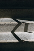 Structure Of The Stairs In Sunlight With A Zigzag Lines Of A Shadow