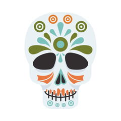 Wall Mural - traditional mexican skull head flat style icon