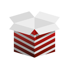 Sticker - box carton striped red and white colors