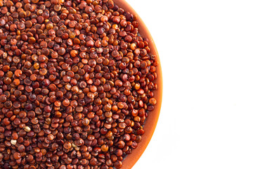 Bowl of Red Quinoa Isolated on a White Background