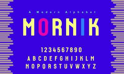 Wall Mural - Mornik font. Abstract modern urban alphabet fonts. Typography sport, technology, fashion, digital, future creative logo font. vector illustration