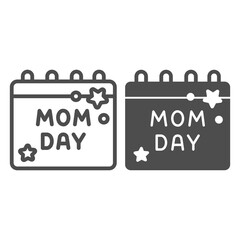 Poster - Happy mother day calendar line and solid icon, Mother day concept, date celebration reminder sign on white background, mom day calendar icon in outline style for mobile, web design. Vector graphics.