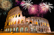 Fireworks display at Colosseum in Rome, Italy