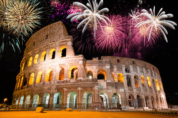 Sticker - Fireworks display at Colosseum in Rome, Italy