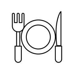 Wall Mural - dish with fork and knife line style icon