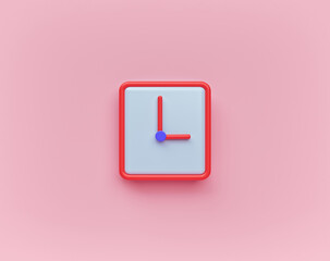 Poster - minimal concept of time. clock icon, sign, symbol. 3d rendering