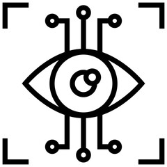 Sticker - Iris biometric recognition line icon 