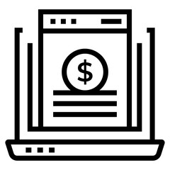 Sticker - Financial website icon vector in line design 