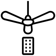 Sticker - Ceiling fan icon in line design.