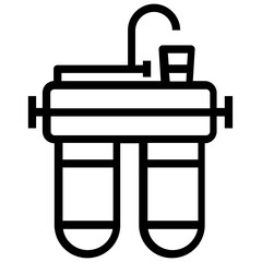 Poster - Water filter icon in line design.