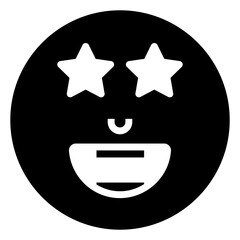 Sticker - Icon of star eyed emoji in solid design