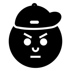 Canvas Print - Frowning emoticon icon design solid vector 