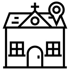 Sticker - Church location vector in line design 