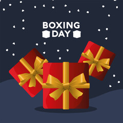 Wall Mural - boxing day sale lettering with red gifts presents