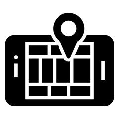 Sticker - Mobile location vector in glyph design 