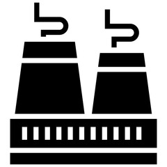 Sticker - Icon of nuclear factory in solid design 