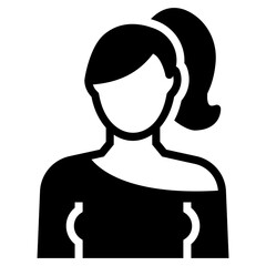 Poster - Female newscaster icon in glyph design 