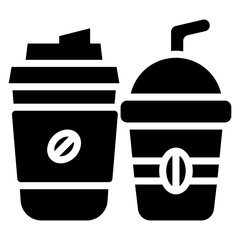 Sticker - Cold coffee in glyph vector 