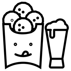 Poster - Line icon of junk food 