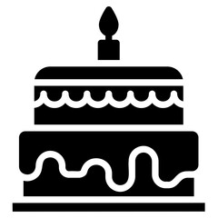 Sticker - Birthday cake glyph icon vector 