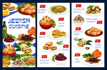 Jewish Meals Vector Menu Template, Israelite Food