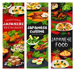 Canvas Print - Japanese cuisine restaurant banners, Asian dishes