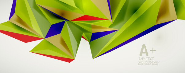 Vector triangle geometric backgrounds. Low poly 3d shape on light backdrop. Vector illustration for covers, banners, flyers and posters and other designs