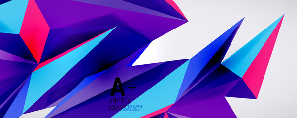 Vector triangle geometric backgrounds. Low poly 3d shape on light backdrop. Vector illustration for covers, banners, flyers and posters and other designs