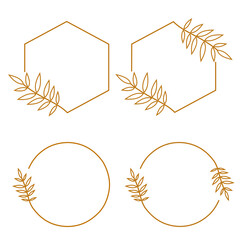 Poster - Vector design templates. Hexagon with leaves. circle with leaves