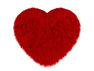 Wall Mural - fluffy red heart on white background. isolated 3d illustration