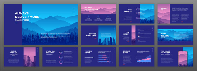 Wall Mural - creative powerpoint presentation templates set. use for creative keynote presentation background, br