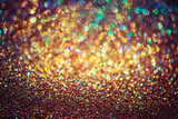 Fototapeta Tęcza - bokeh effect glitter colorful blurred abstract background for birthday, anniversary, wedding, new year eve or Christmas
