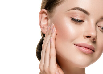 Wall Mural - beautiful face young woman clean skin beaty make up natural