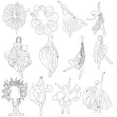 Wall Mural - vector Ballerinas hand drawn clipart 