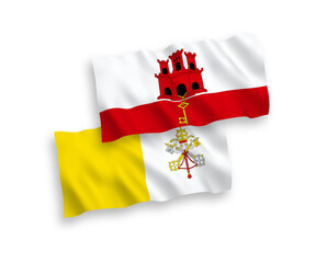 Flags of Vatican and Gibraltar on a white background