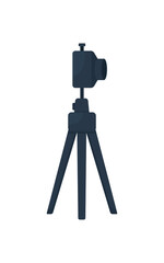 Poster - Camera on tripod flat color vector object. Blogging equipment. Photography job. Professional technology for vlogging isolated cartoon illustration for web graphic design and animation