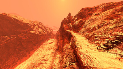 Wall Mural - 3d rendering planet mars lanscape
