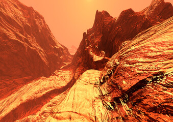Wall Mural - 3d rendering planet mars lanscape