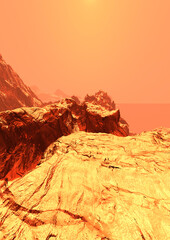 Wall Mural - 3d rendering planet mars lanscape