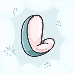 Poster - Cartoon pink bubble letter L. Vector kids illustration font