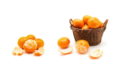 Wall Mural - Mandarin in basket isolated on white